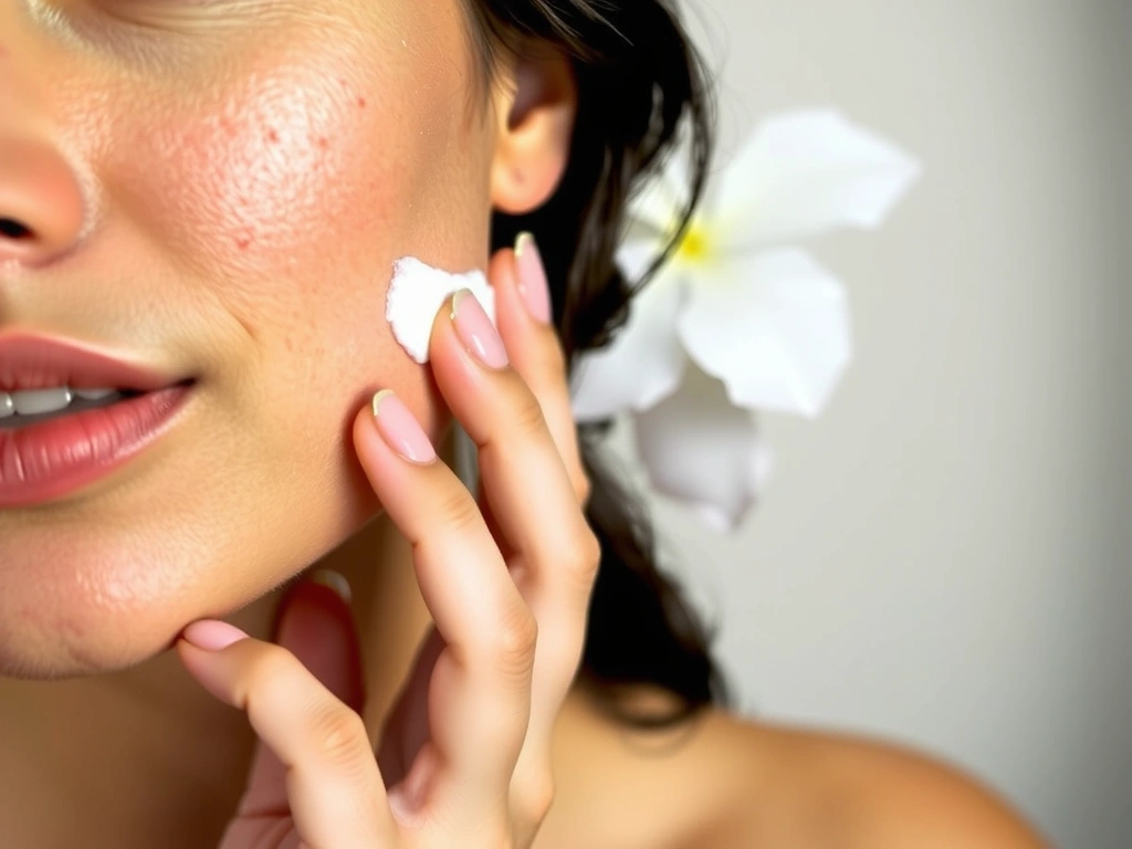 Close-up of a woman applying glow cream, soft, radiant skin